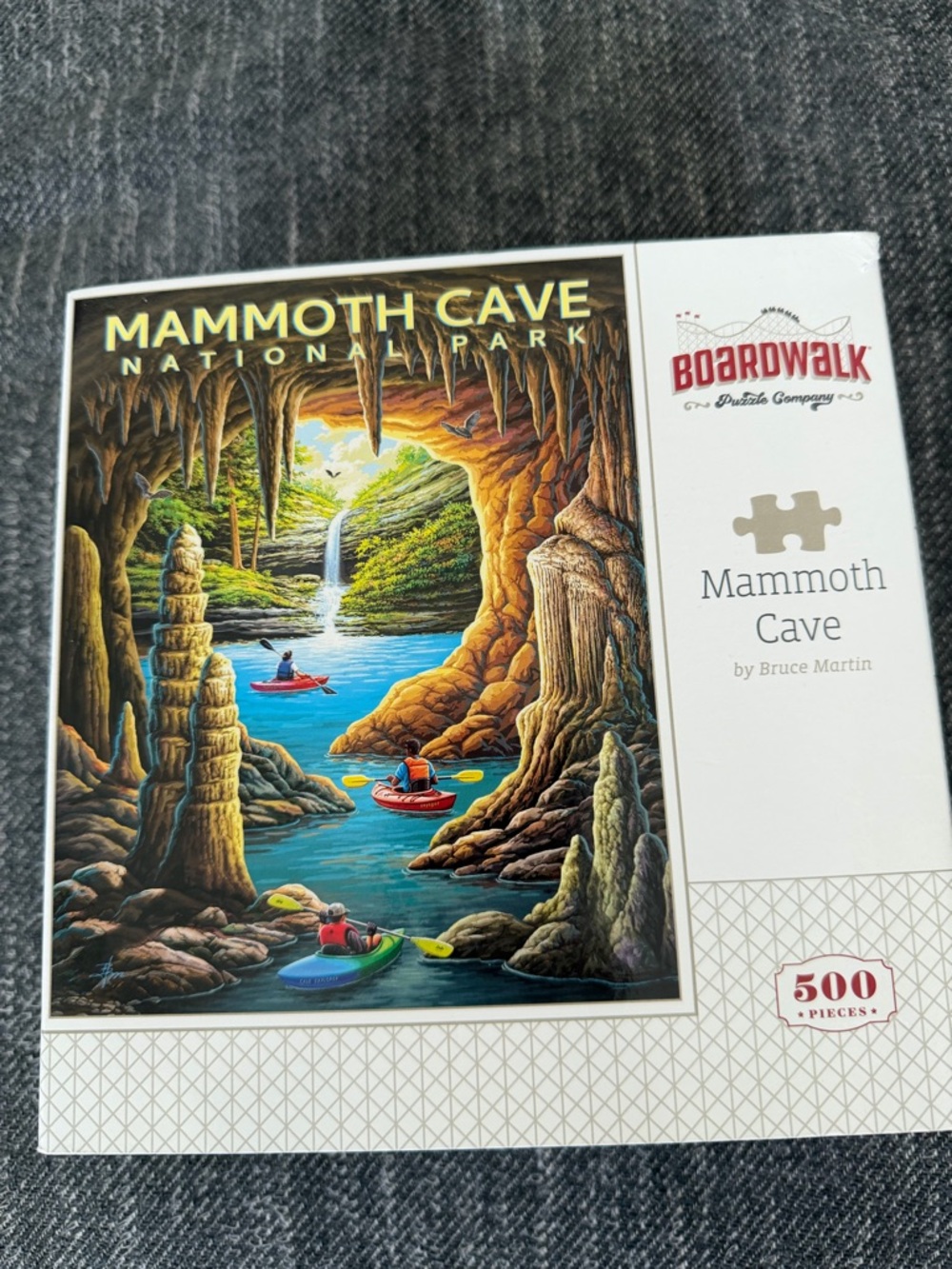 Boardwalk Mammoth Cave 500-Piece Jigsaw Puzzle - Colorful Cave Kayak Scene